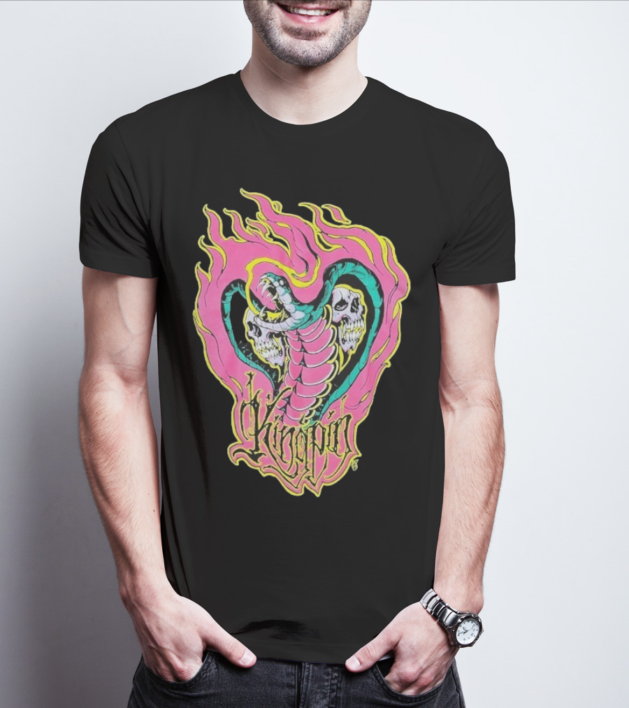 Kingpin Cobra Snake With Skulls And Flames T-Shirt
