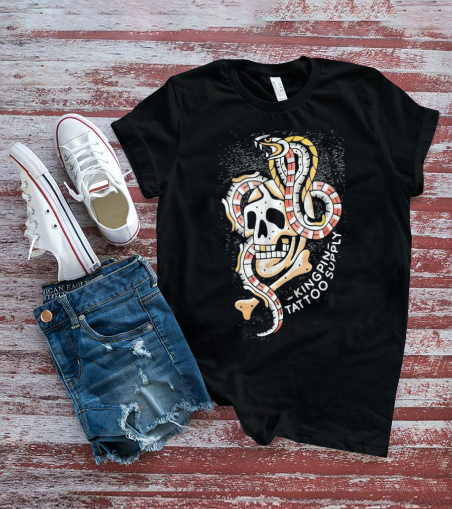 Kingpin Tattoo Supply Year Of The Snake Skull Vintage Style Graphic T-Shirt