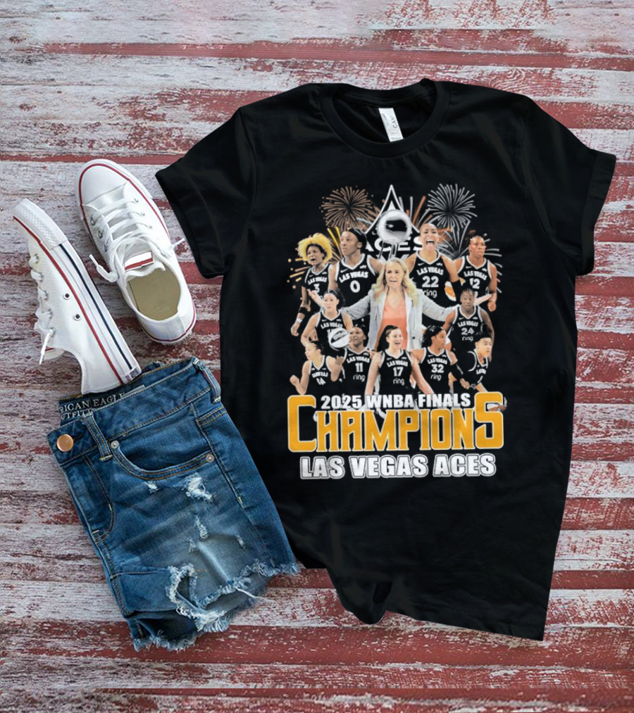 2025 WNBA Finals Champions Las Vegas Aces Team Celebration T-Shirt