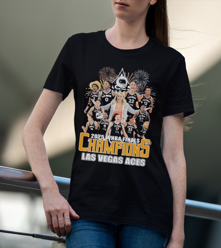 2025 WNBA Finals Champions Las Vegas Aces Team Celebration T-Shirt