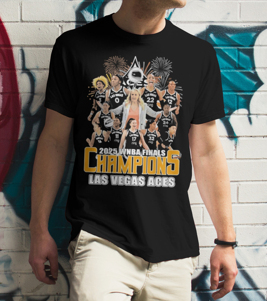 2025 WNBA Finals Champions Las Vegas Aces Team Celebration T-Shirt