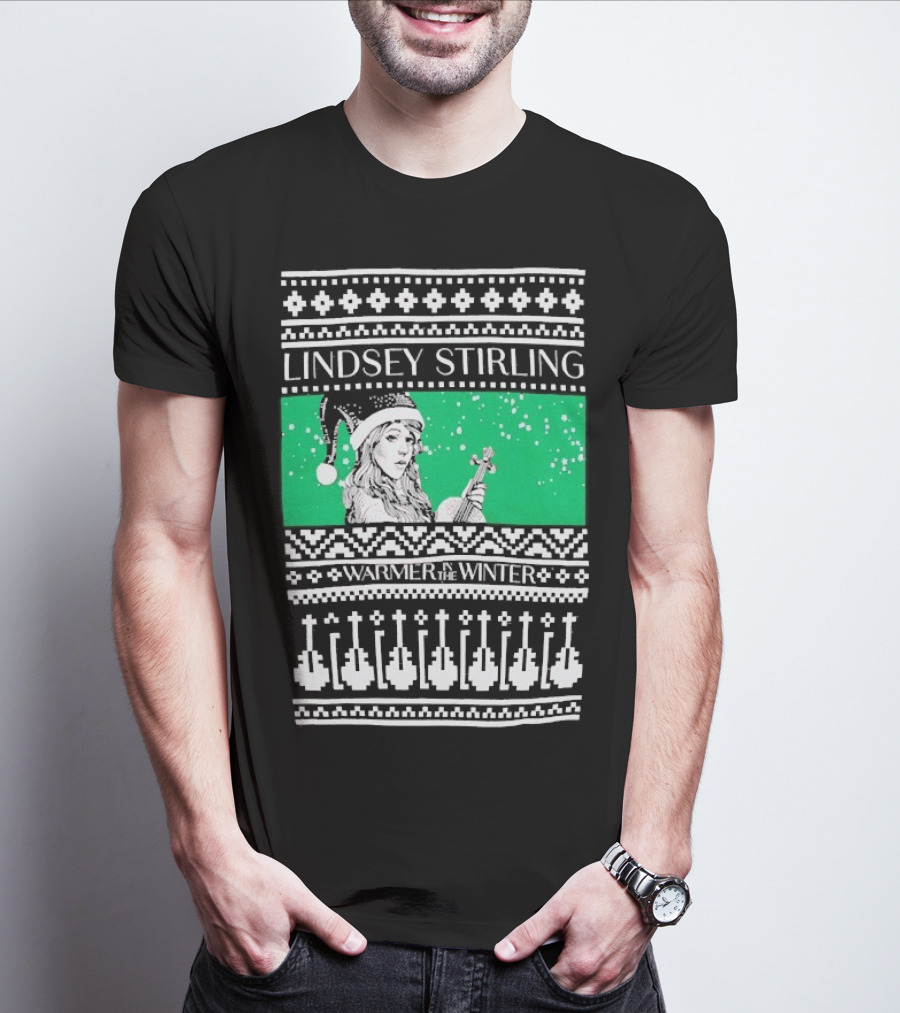 Lindsey Stirling Warmer In The Winter 8 Bit Ugly Holiday Xmas Christmas Santa Violin T-Shirt
