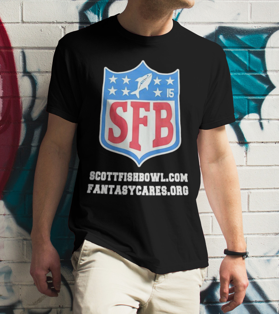 Scott Fish Bowl 15 SFB FantasyCares NFL Shield T-Shirt
