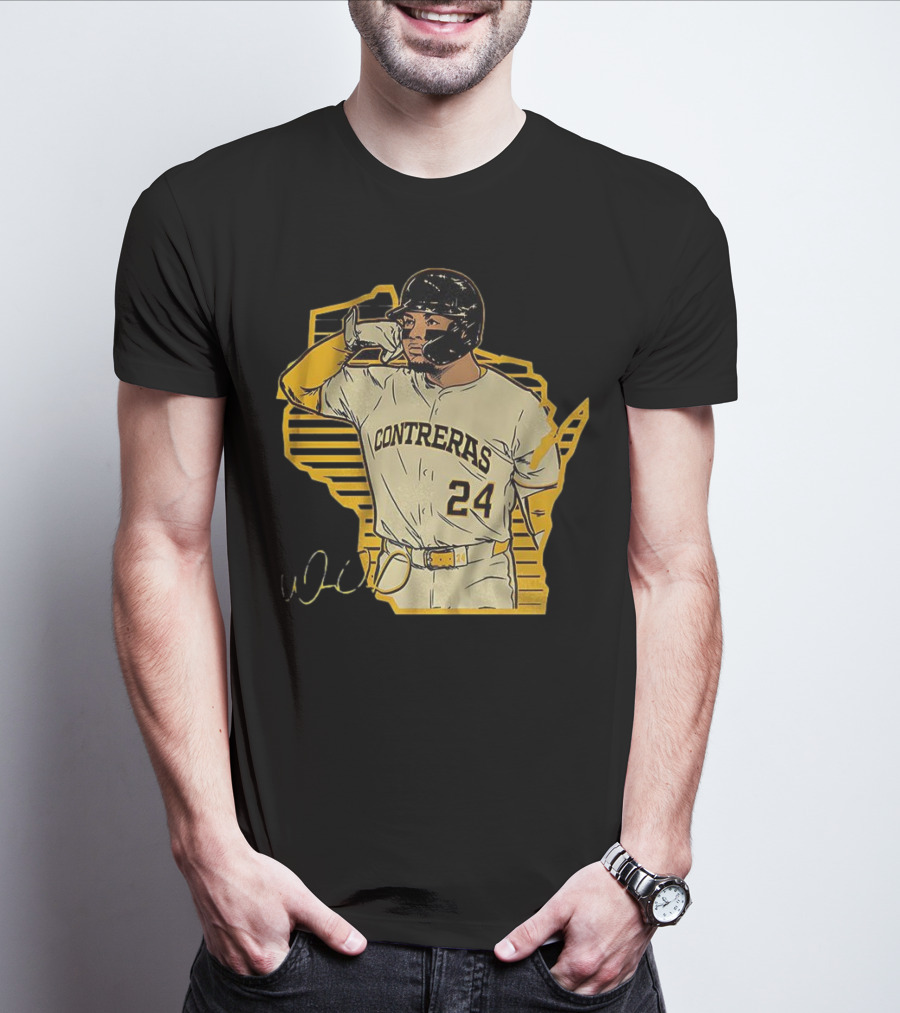 William Contreras Milwaukee Brewers Number 24 Call The 'Pen Signature T-Shirt