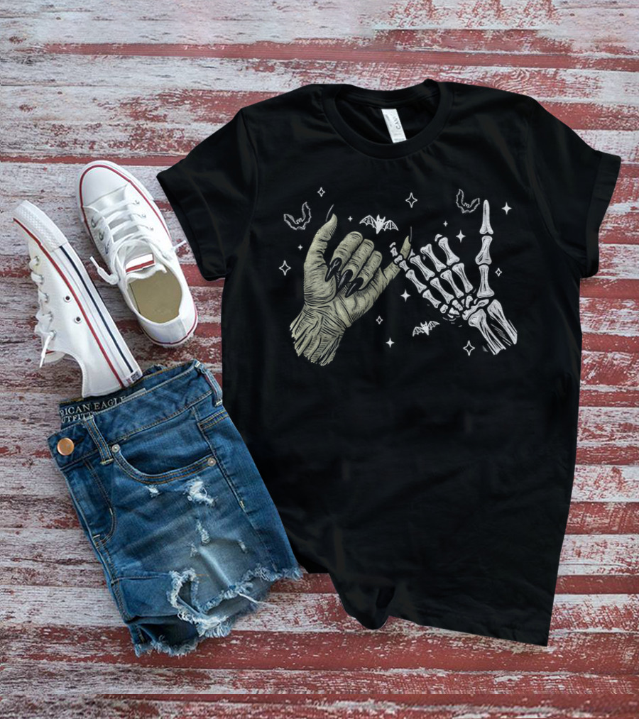 Witch And Skeleton Hands Spooky Season Halloween T-Shirt