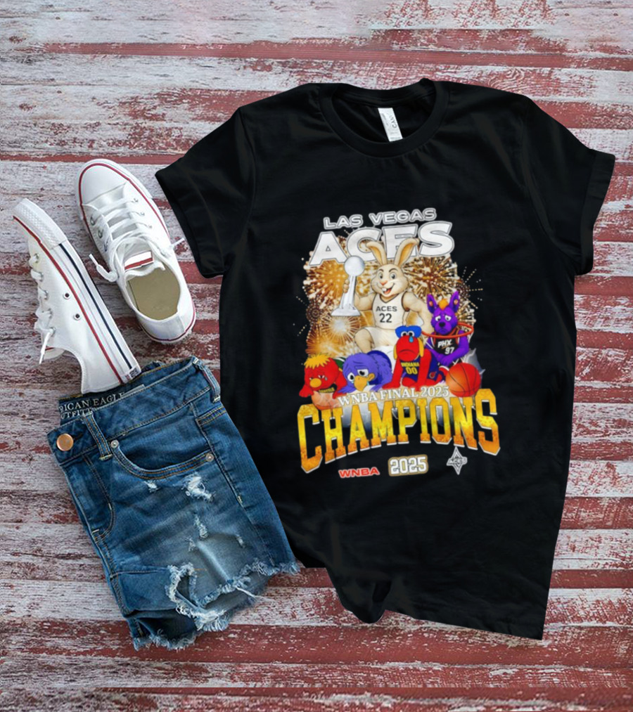 Las Vegas Aces 2025 WNBA Final Champions Phoenix Indiana Seattle Mascot T-Shirt