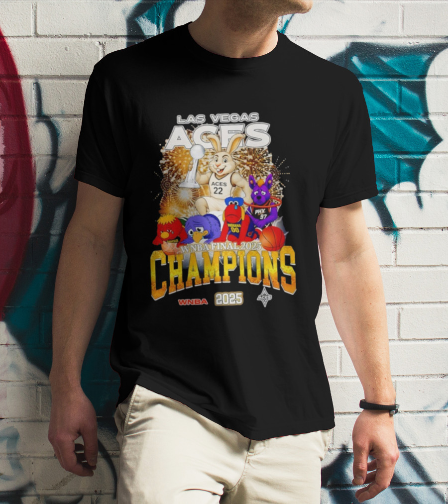 Las Vegas Aces 2025 WNBA Final Champions Phoenix Indiana Seattle Mascot T-Shirt