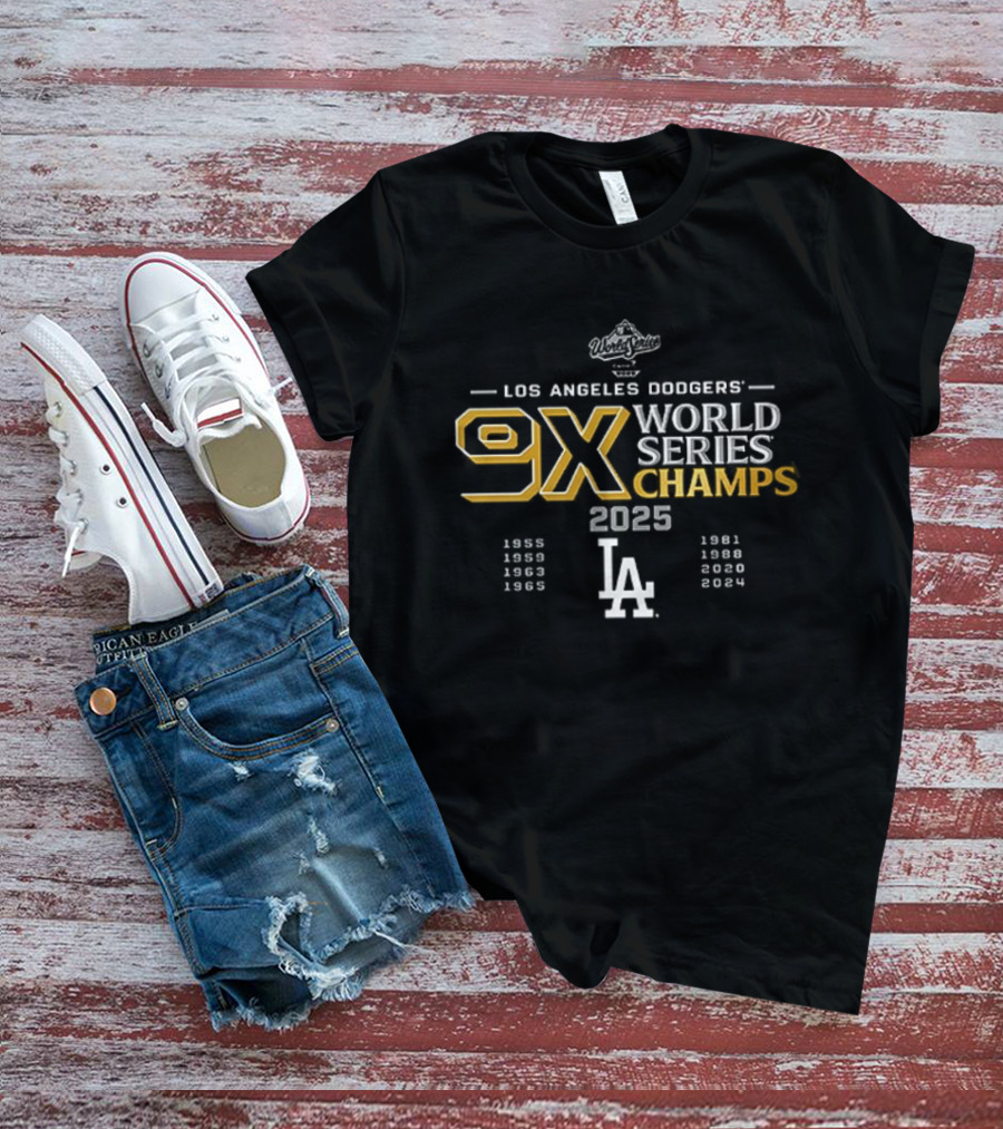 Los Angeles Dodgers 9X World Series Champs 2025 T-Shirt