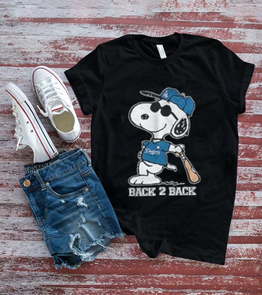Snoopy Dodgers Back 2 Back Baseball Champion T-Shirt