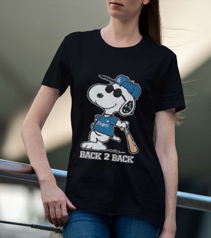 Snoopy Dodgers Back 2 Back Baseball Champion T-Shirt