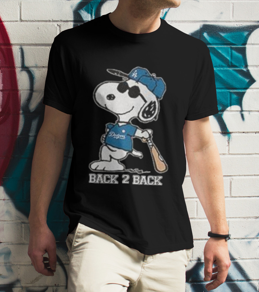 Snoopy Dodgers Back 2 Back Baseball Champion T-Shirt
