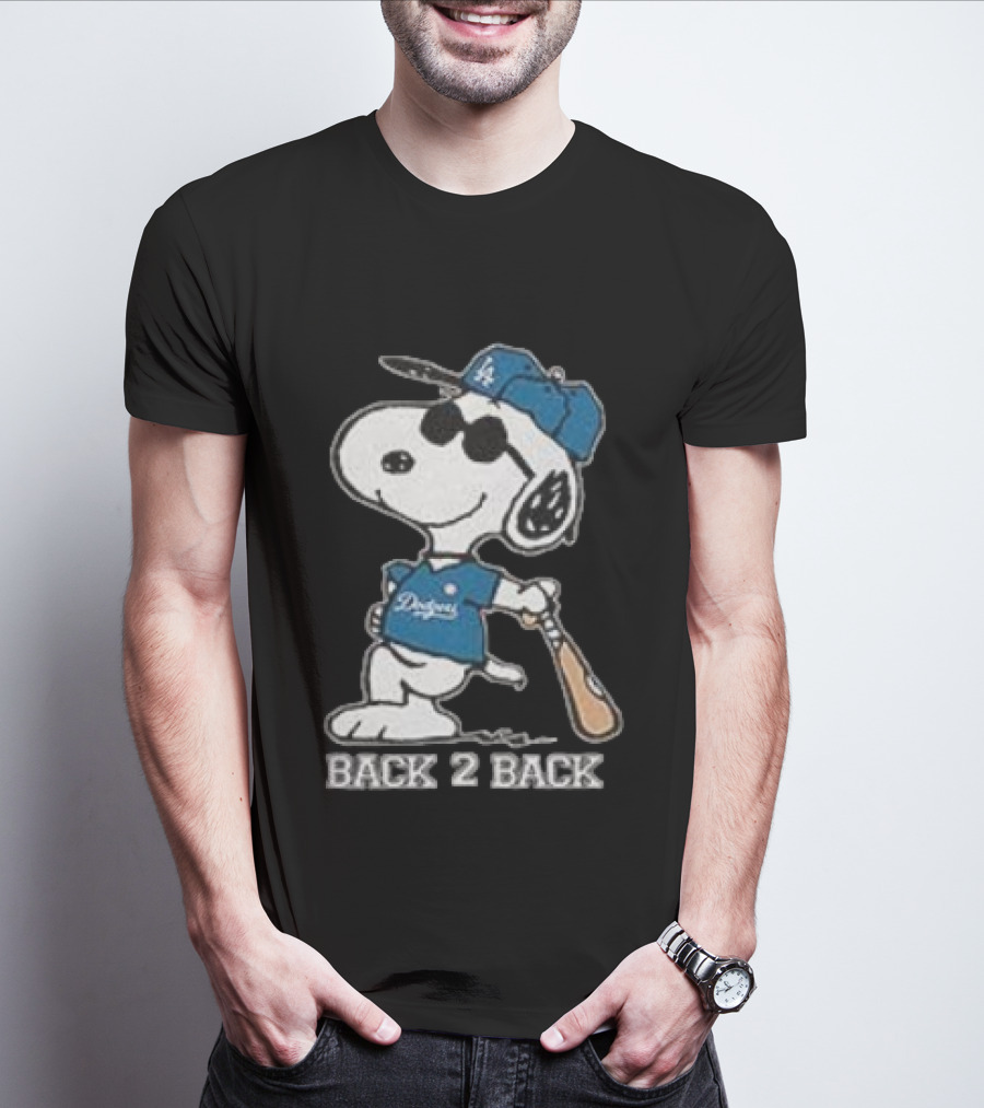 Snoopy Dodgers Back 2 Back Baseball Champion T-Shirt