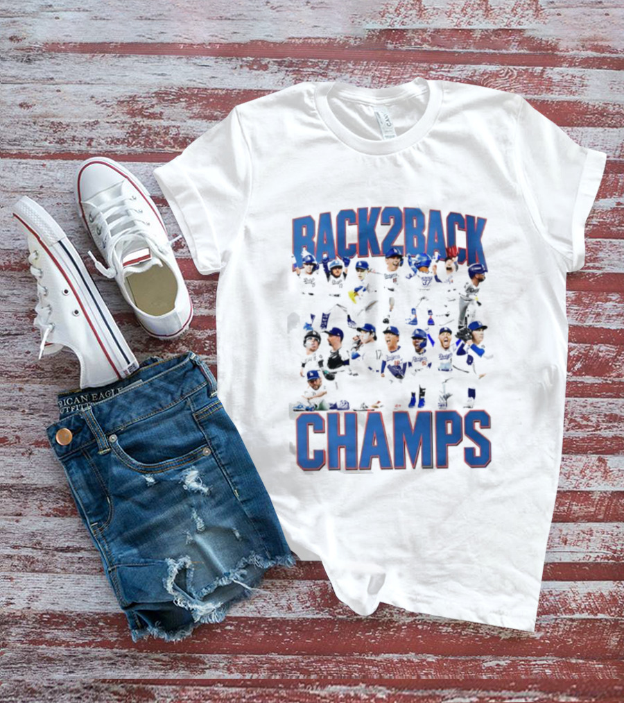 Back 2 Back LA Dodgers Champs Team Celebration T-Shirt