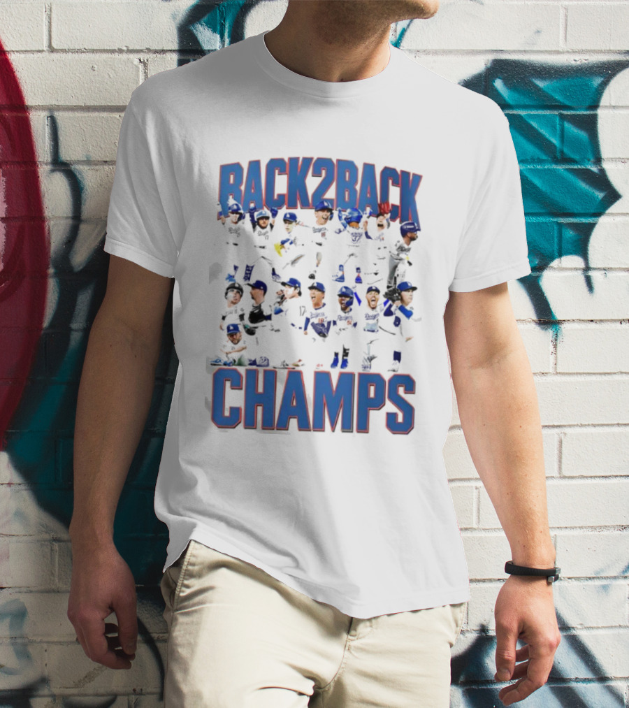 Back 2 Back LA Dodgers Champs Team Celebration T-Shirt
