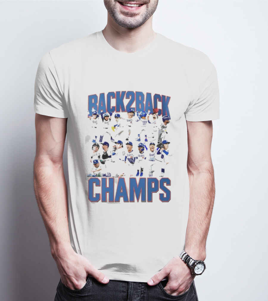 Back 2 Back LA Dodgers Champs Team Celebration T-Shirt