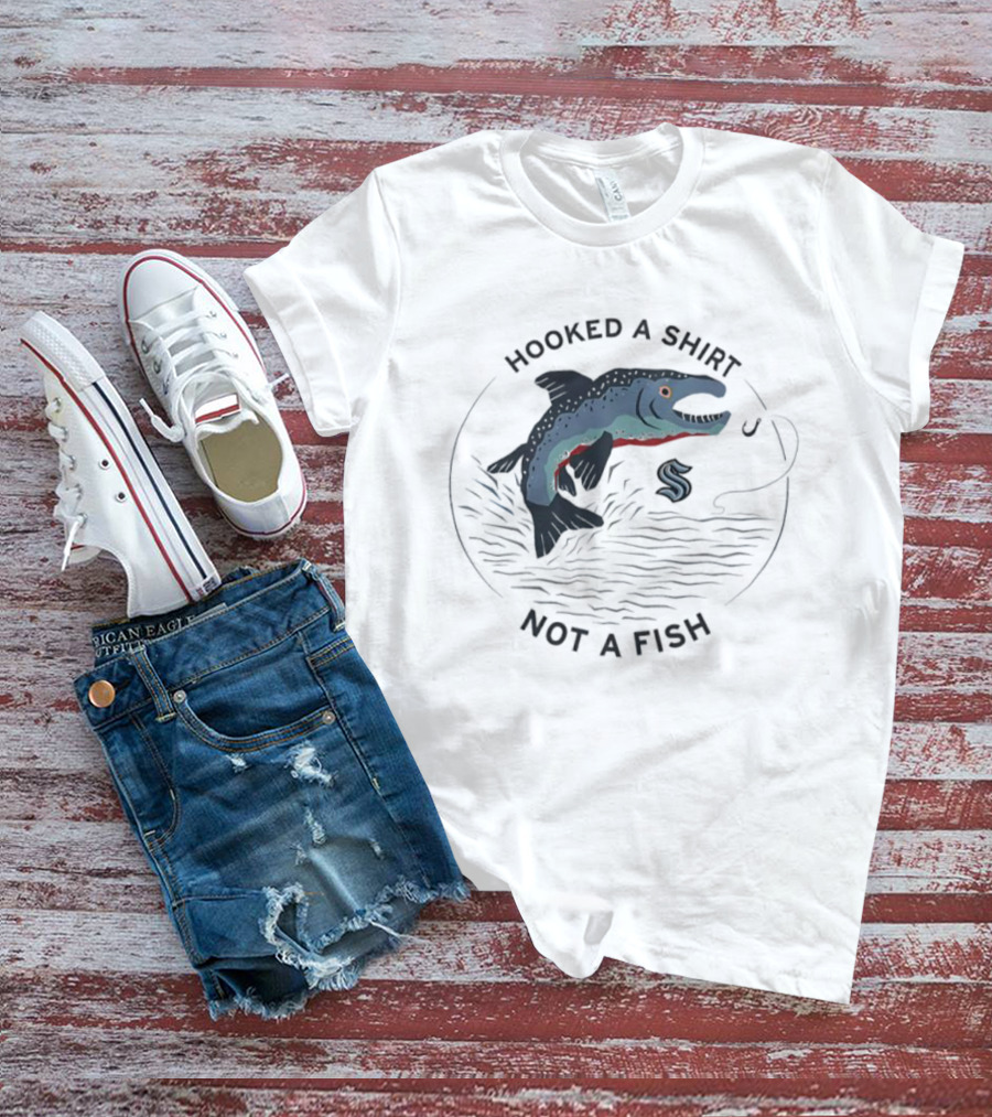 Hooked A Not A Fish Catchy Fishing Hook Design T-Shirt