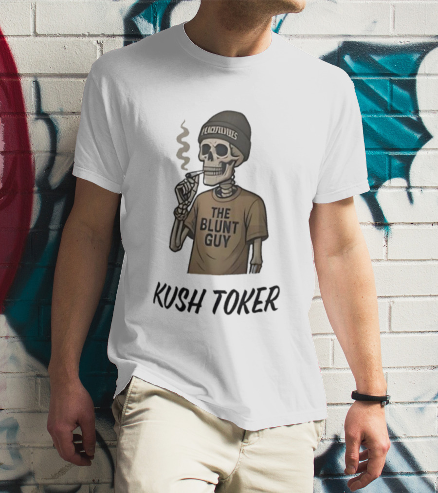Kush Toker Skeleton Smoking The Blunt Guy T-Shirt
