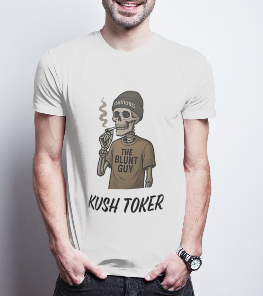 Kush Toker Skeleton Smoking The Blunt Guy T-Shirt