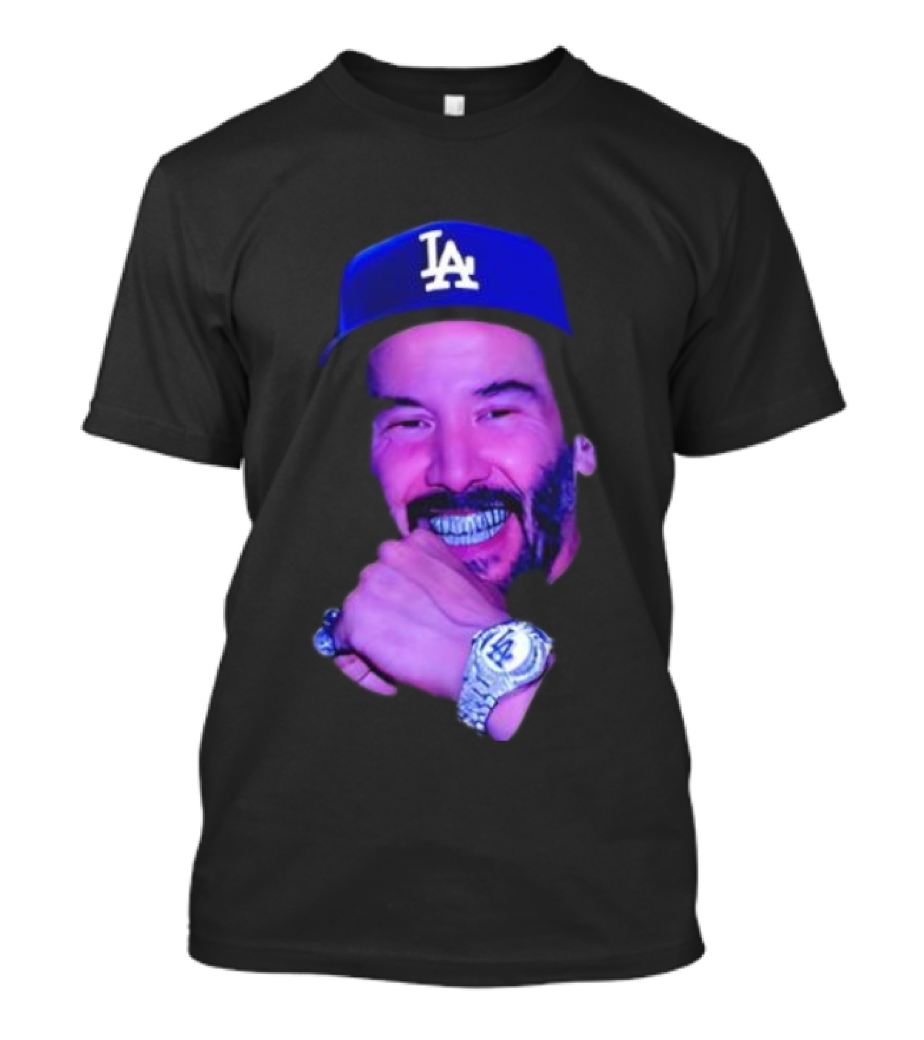LA Dodgers Keanu Reeves Diamond Grill Bling T-Shirt