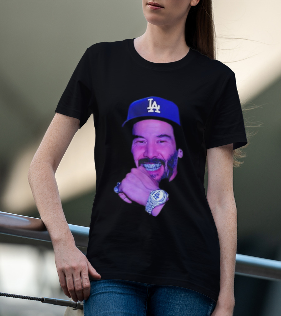 LA Dodgers Keanu Reeves Diamond Grill Bling T-Shirt
