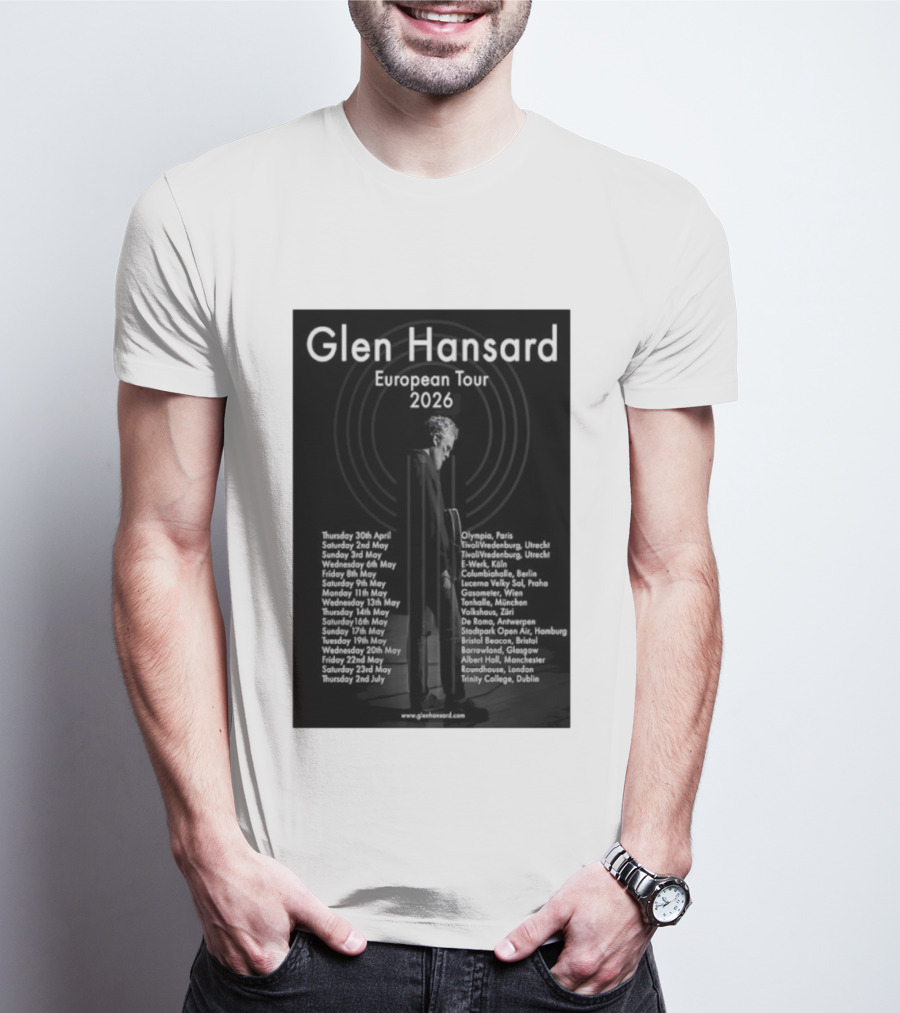 Glen Hansard European Tour 2026 Dates And Venues With Cities Including Paris Berlin Vienna Glasgow T-Shirt