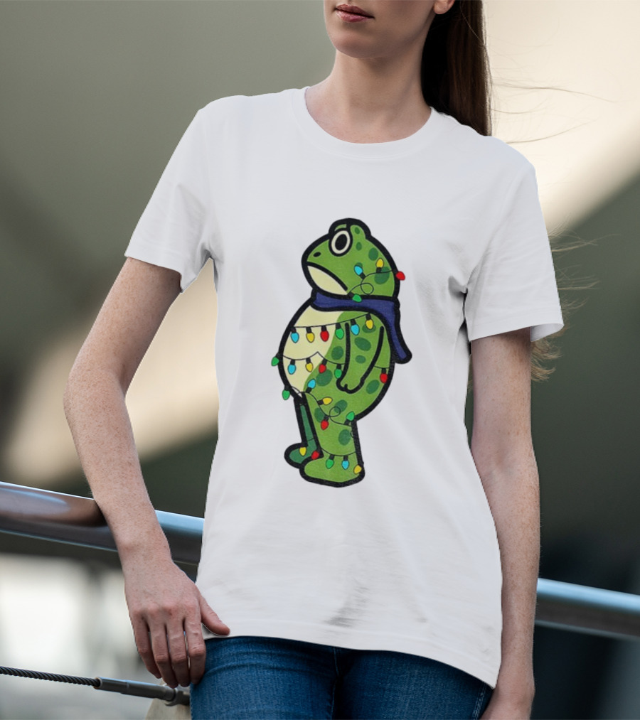 Political Portland Frog Merry Resistmas Christmas Lights Holiday T-Shirt