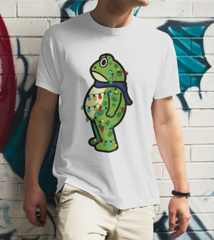 Political Portland Frog Merry Resistmas Christmas Lights Holiday T-Shirt