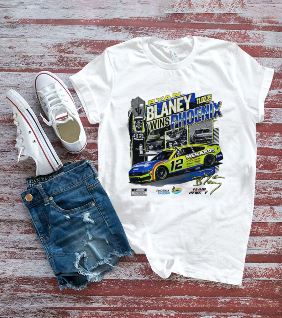 Ryan Blaney Wins Phoenix 11.02.25 NASCAR Cup Series Menards 12 Car Championship Race Phoenix Raceway T-Shirt