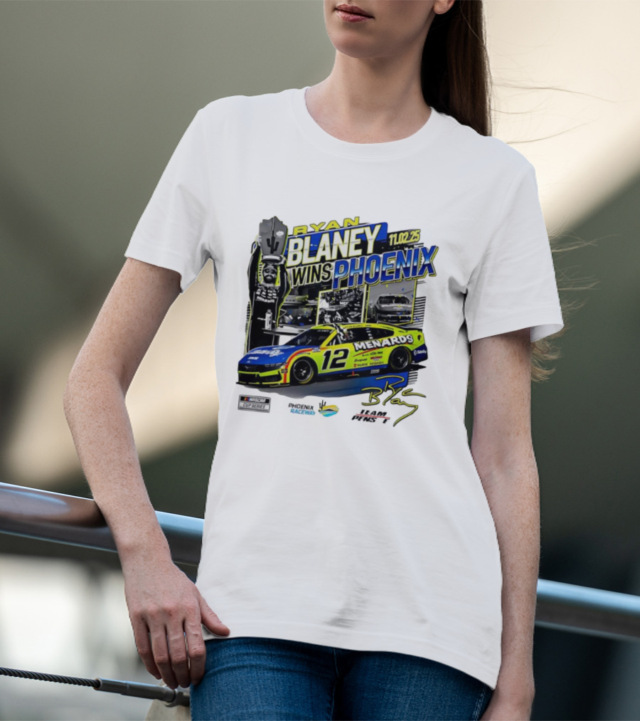 Ryan Blaney Wins Phoenix 11.02.25 NASCAR Cup Series Menards 12 Car Championship Race Phoenix Raceway T-Shirt