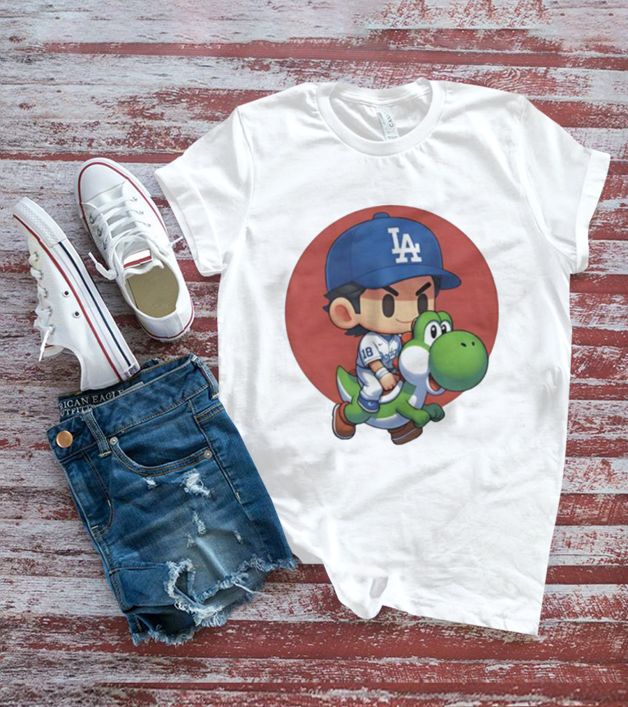 Yoshiiiiiii Natural Top Doyers Dave Yoshinobu LA Baseball Yoshi Riding 18 T-Shirt