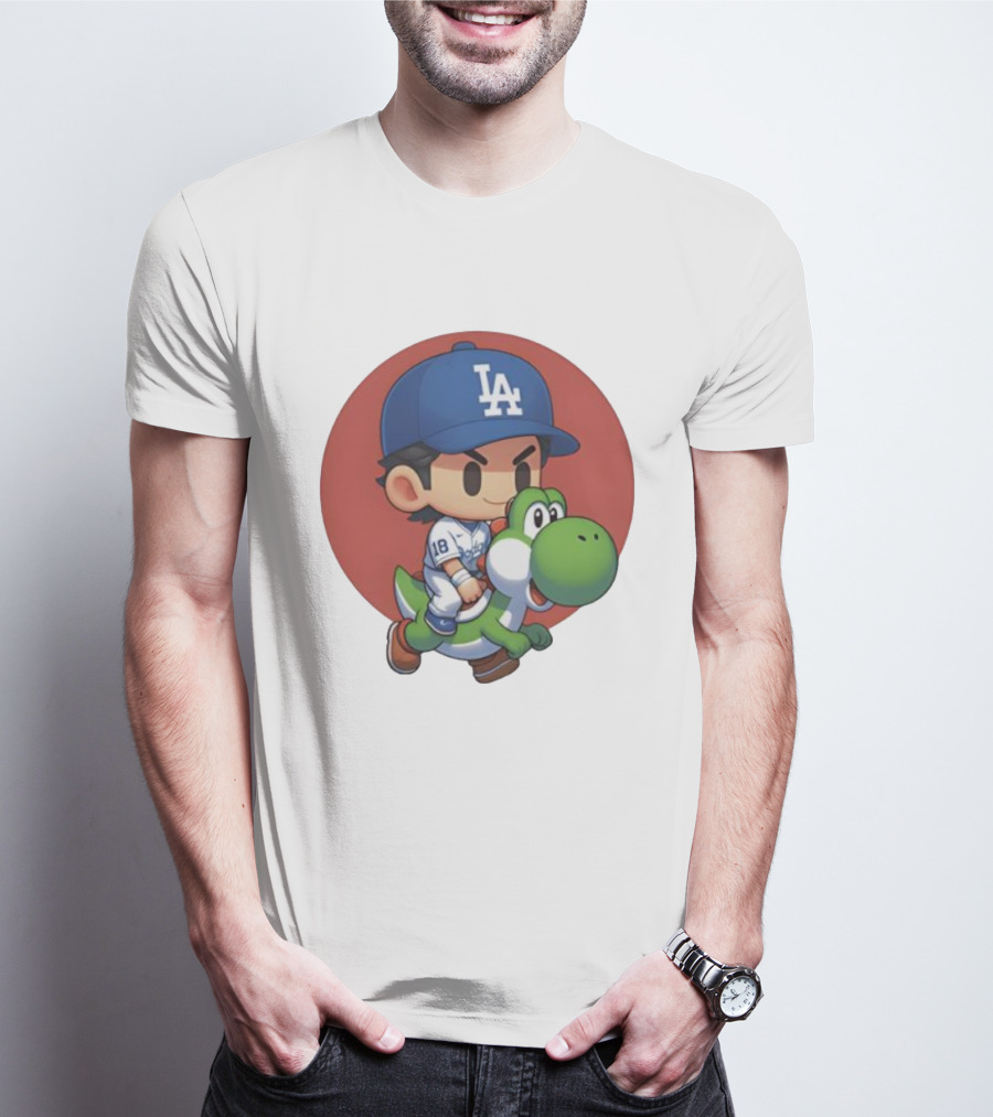 Yoshiiiiiii Natural Top Doyers Dave Yoshinobu LA Baseball Yoshi Riding 18 T-Shirt