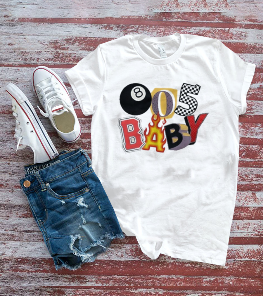 Big Time 805 Baby Eight Ball Fire Letters Retro Style T-Shirt