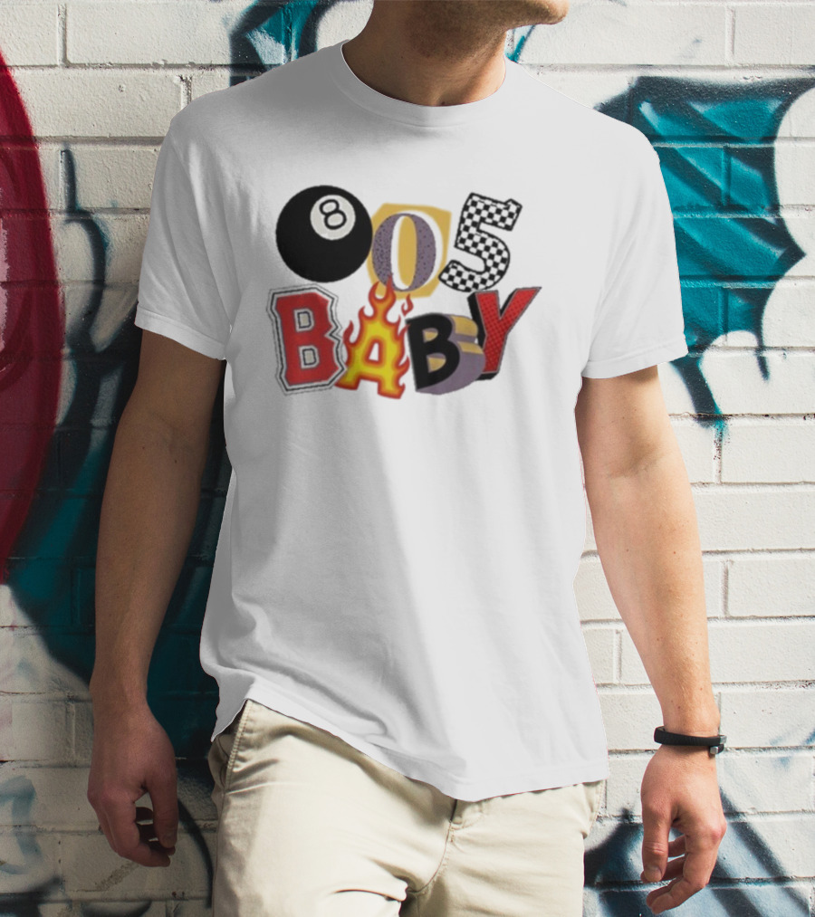Big Time 805 Baby Eight Ball Fire Letters Retro Style T-Shirt