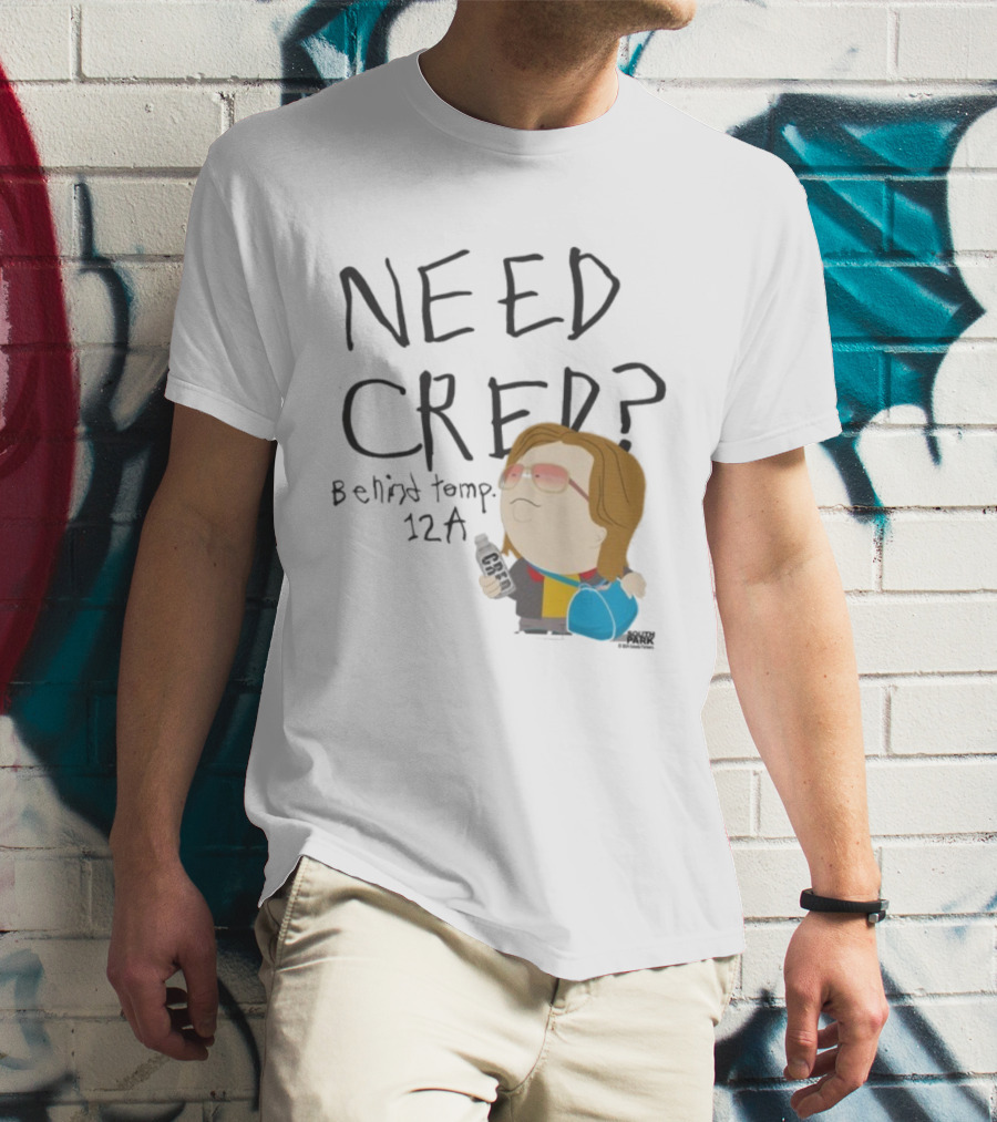 South Park Need Cred Behind Temp 12A Character Holding Microphone T-Shirt