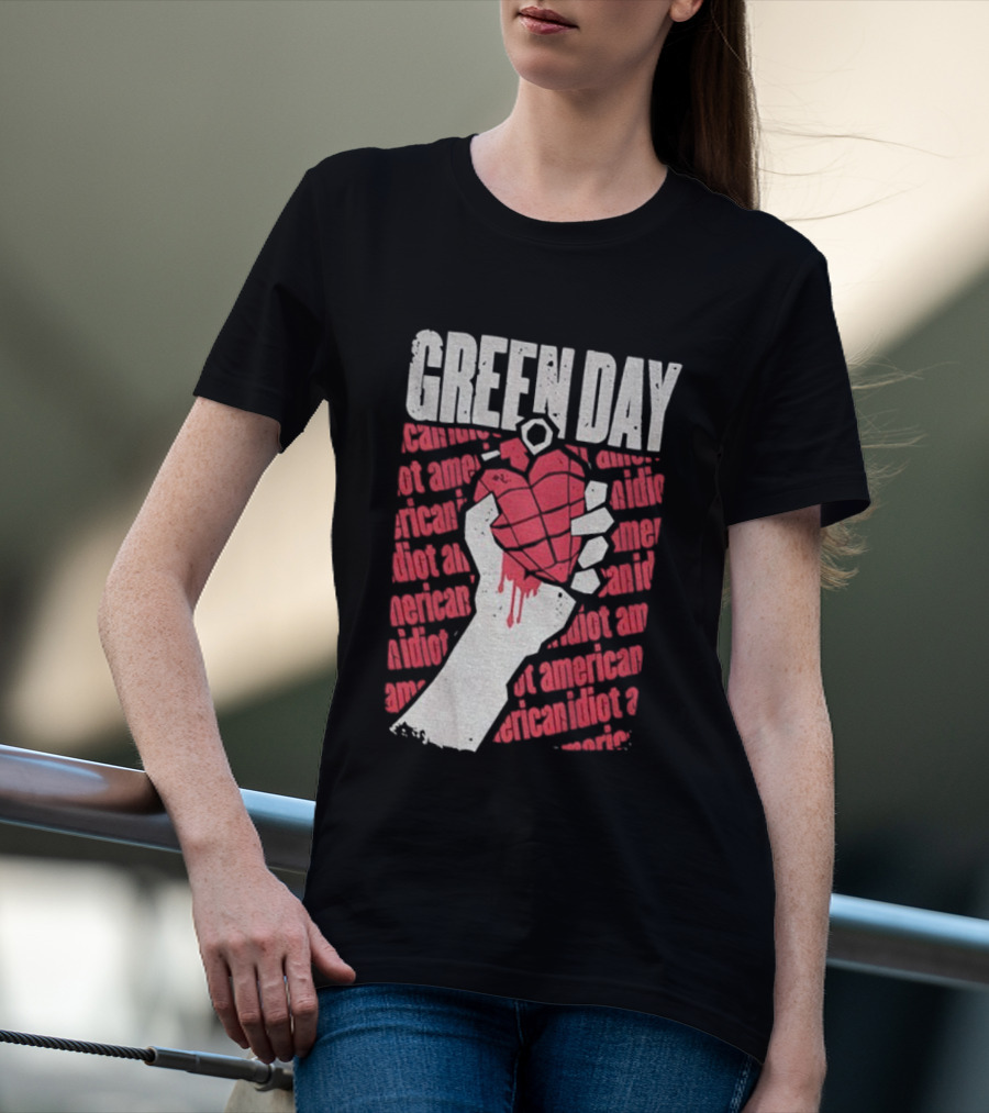 Green Day American Idiot Heart Hand Grenade T-Shirt