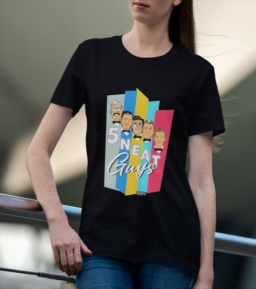SCTV 5 Neat Guys Bow Tie Graphic Comedy Series T-Shirt