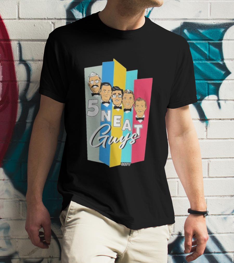SCTV 5 Neat Guys Bow Tie Graphic Comedy Series T-Shirt