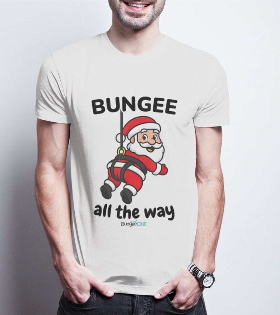 Bungee All The Way Santa Christmas Fun T-Shirt