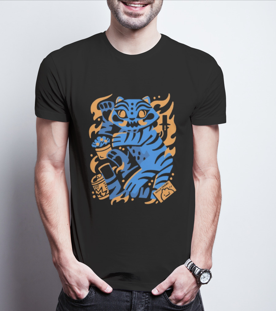 1000 Dead Draculas Hello Friend Tiger Flames T-Shirt