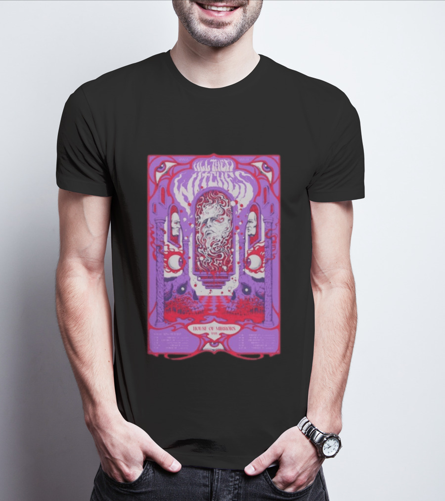 All Them Witches House Of Mirrors 2026 Spring Tour Dates Red Purple Psychedelic T-Shirt