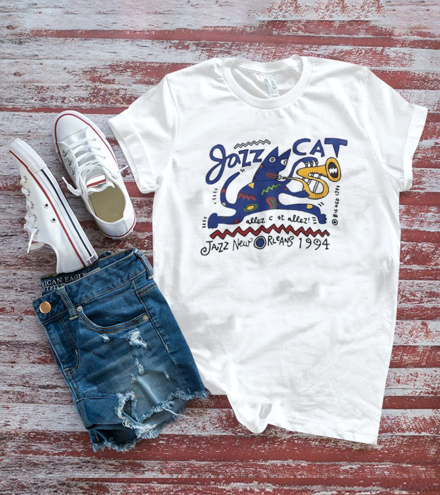 Jazz Cat Midnight Session Allez Cat New Orleans 1994 T-Shirt