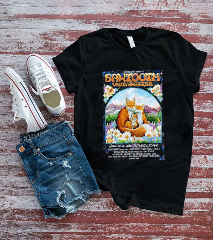Sawtooth Valley Gathering 2026 Stanley Idaho June 18 21 Railroad Earth Andy Frasco The Lil Smokies T-Shirt