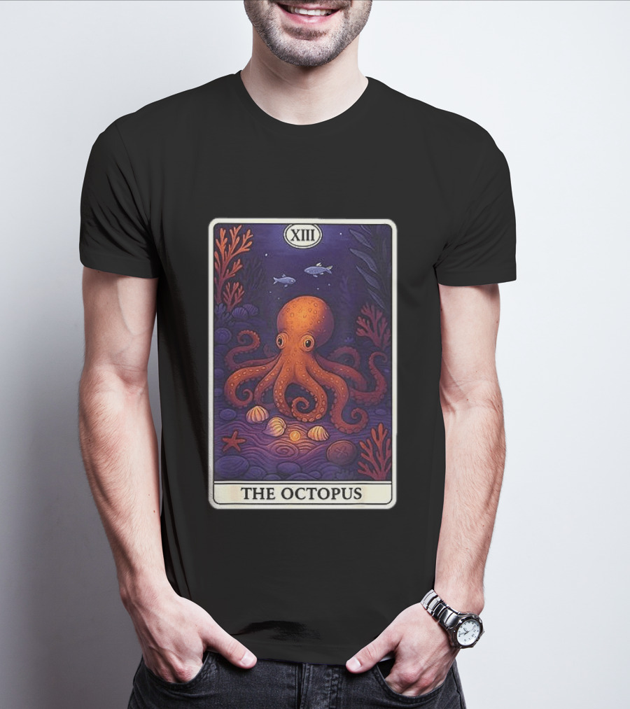 Octopus Tarot Card XIII Ocean Creatures Underwater Scene T-Shirt