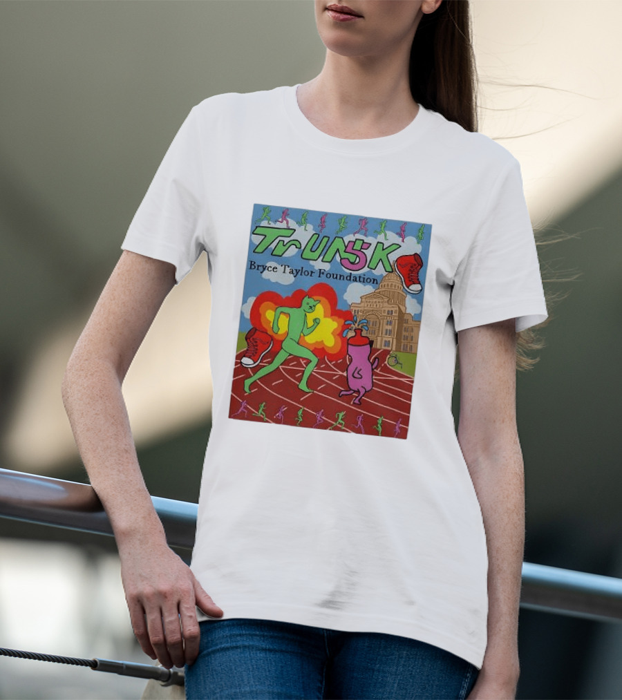 TrUNK 5k Bryce Taylor Foundation Colorful Cartoon Characters Racing T-Shirt