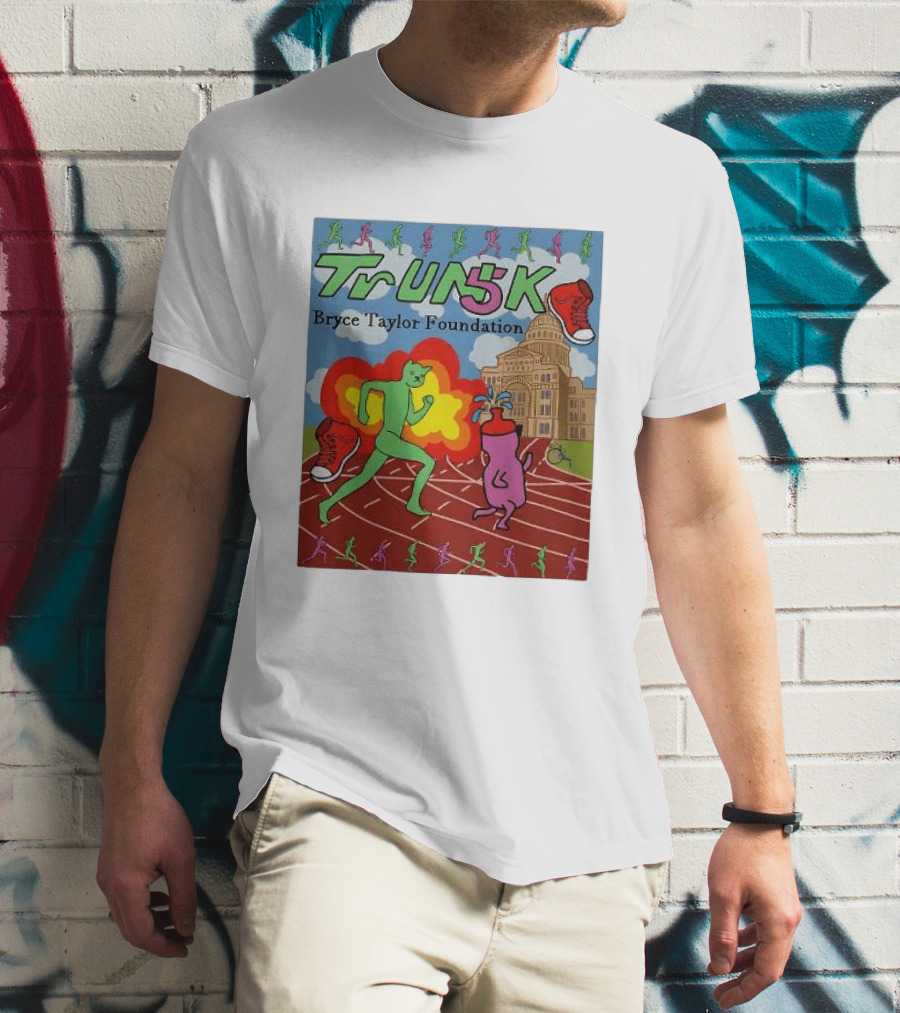 TrUNK 5k Bryce Taylor Foundation Colorful Cartoon Characters Racing T-Shirt