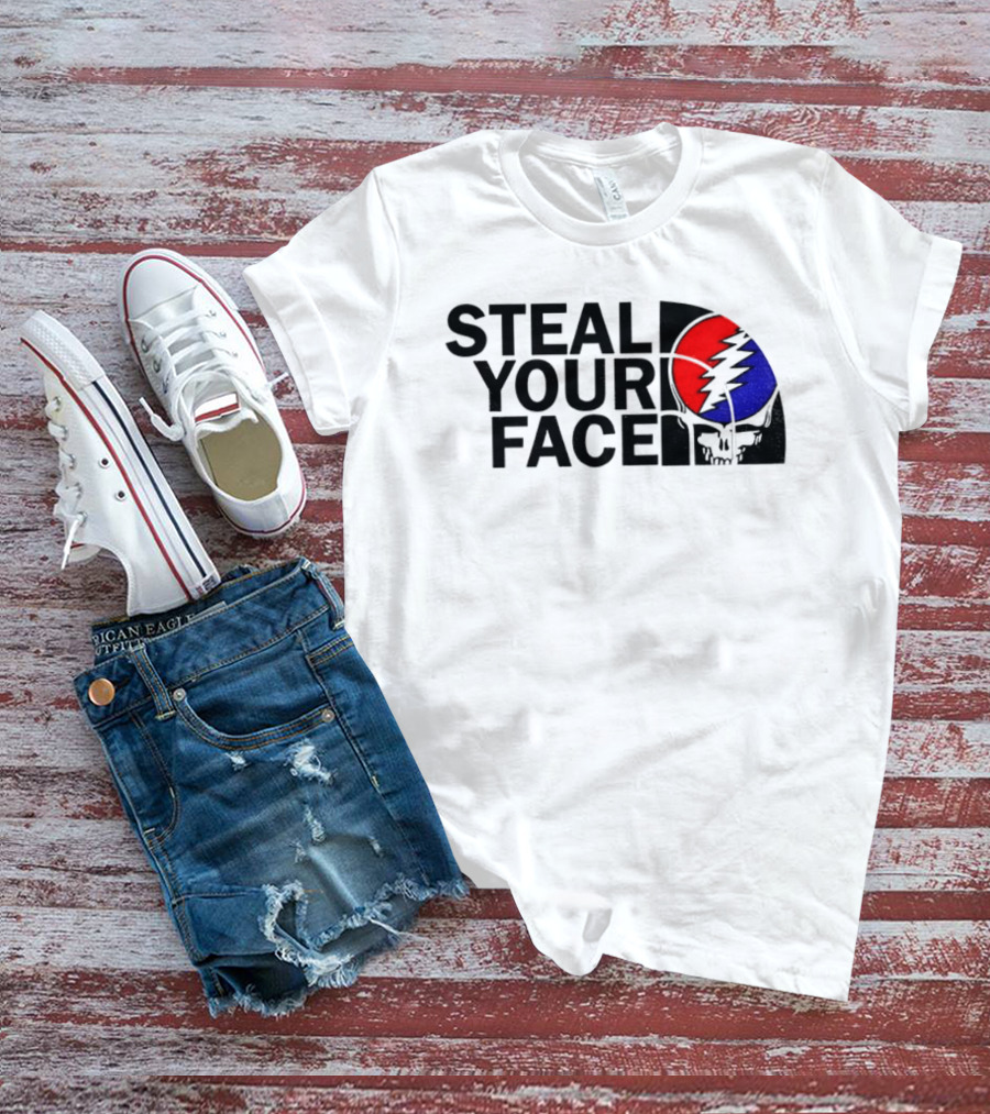 Grateful Dead Steal Your Face Skull Red Blue Lightning Bolt T-Shirt