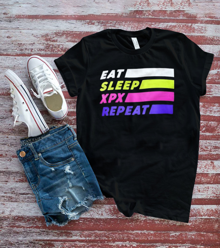 Eat Sleep XPX Repeat Lines Neon Text Blocks T-Shirt