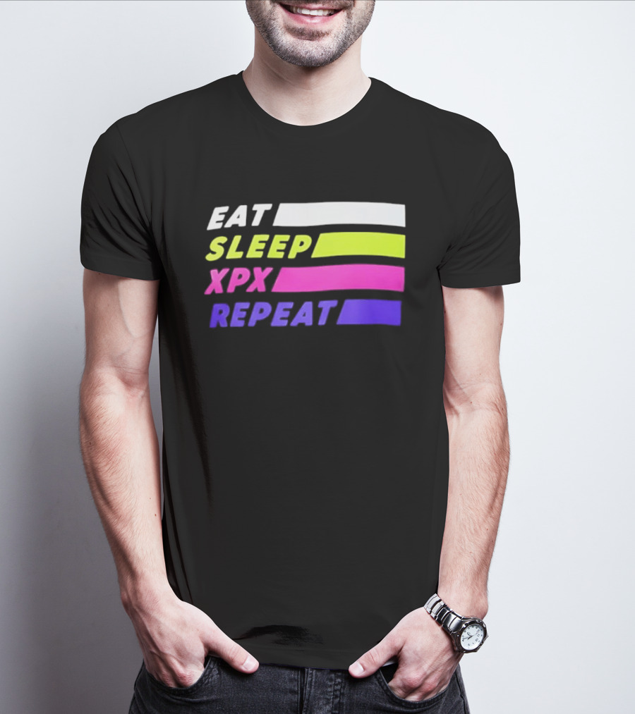 Eat Sleep XPX Repeat Lines Neon Text Blocks T-Shirt