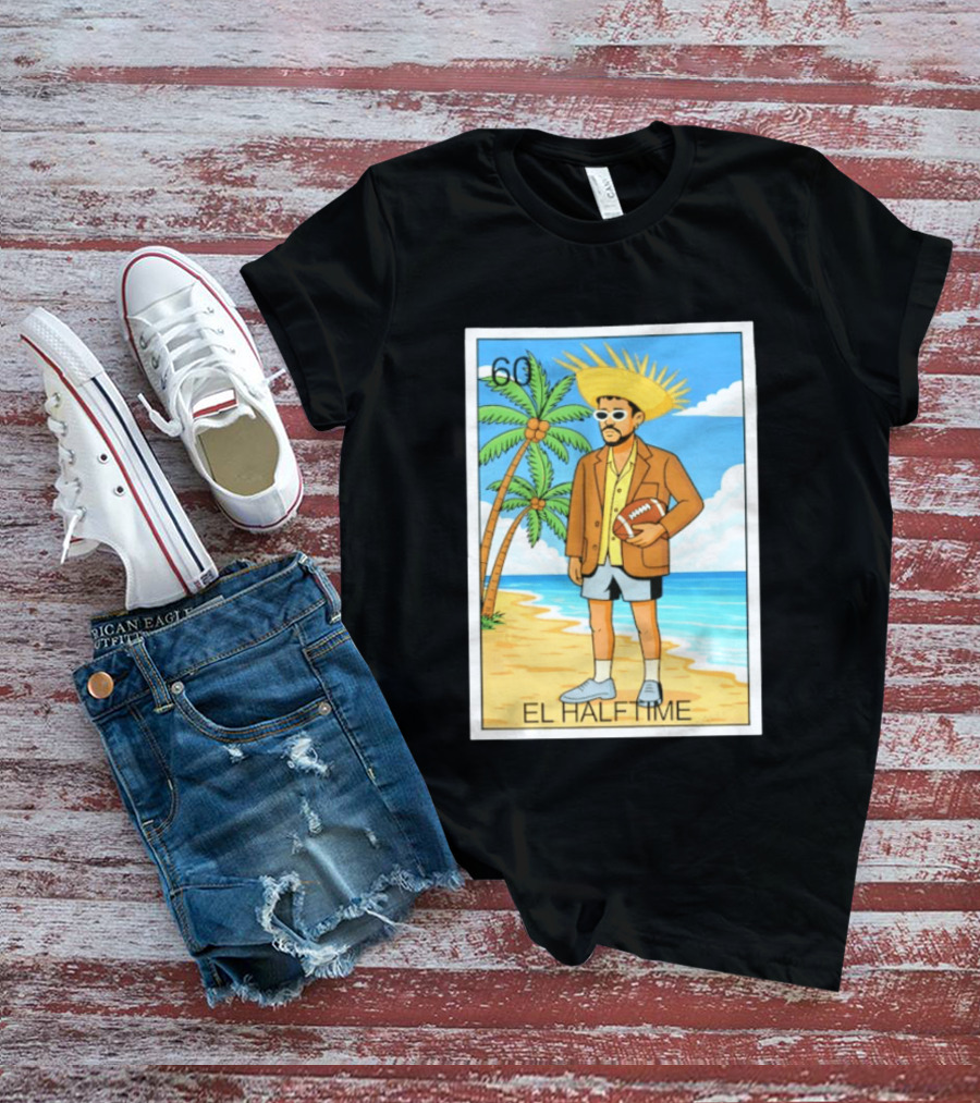 El Halftime Bad Bunny Loteria Card Beach T-Shirt