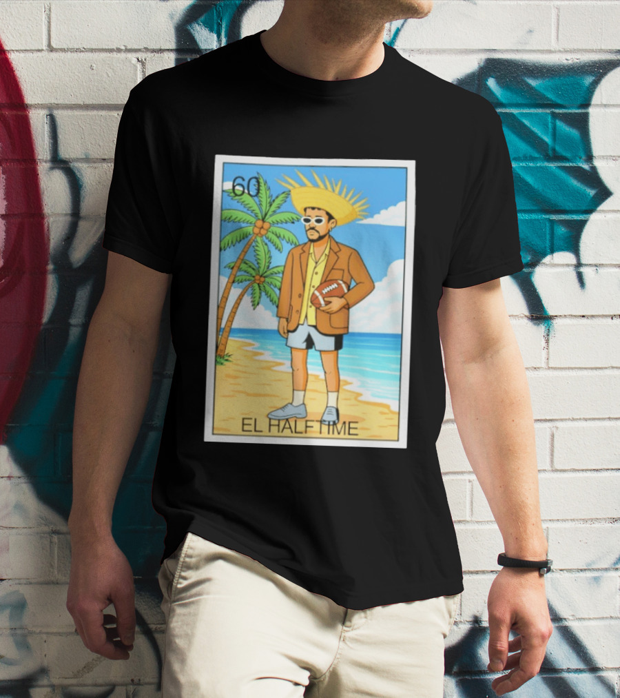 El Halftime Bad Bunny Loteria Card Beach T-Shirt